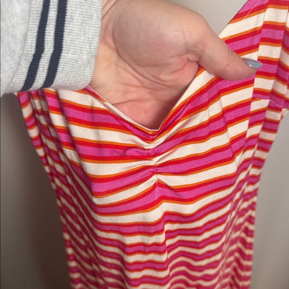 Pujka Adjustable Strap Red/Pink Striped Bodycon Guard Stripe Dress Size Small - Picture 4 of 8